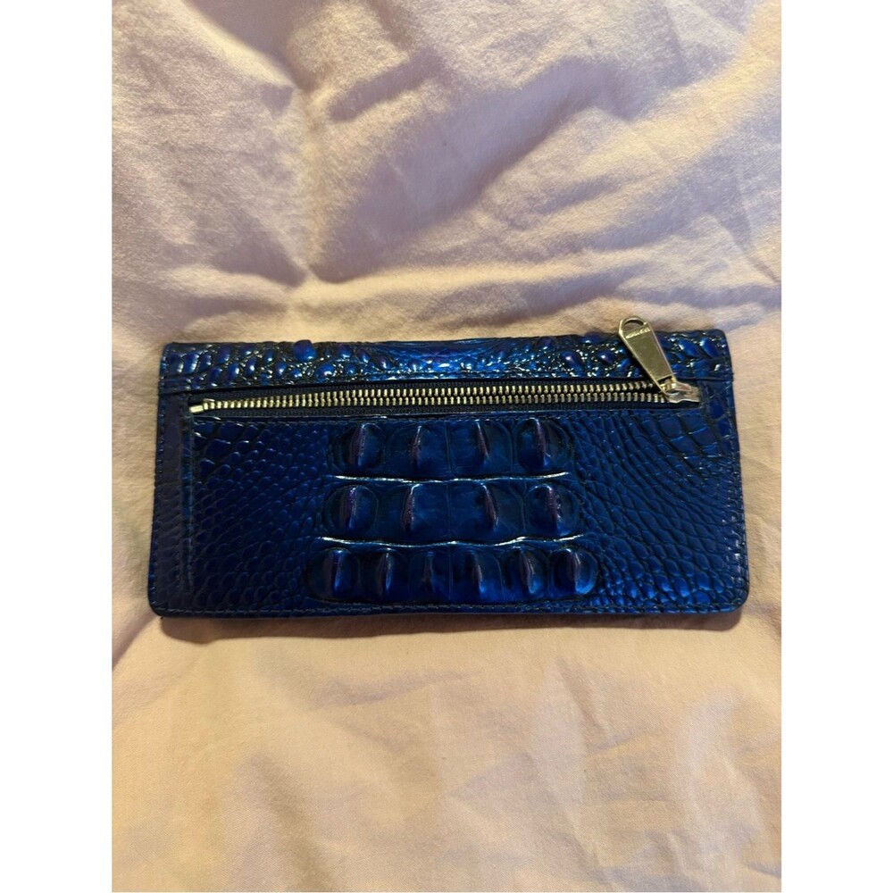 Brahmin Melbourne Ady Bifold Wallet Neptune Blue Croc Embossed Genuine Leather - Picture 2 of 6